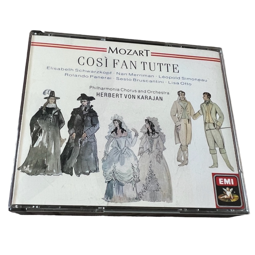Mozart Cosi Fan Tutte: Herbert Von Karajan 3CD EMI UK IMPORT 1988. 
Herbert Von